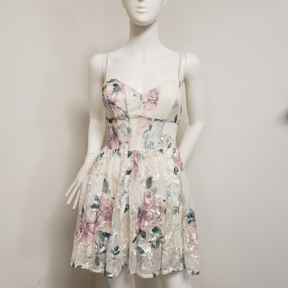 Windsor Cream and Pink Floral Mini Dress